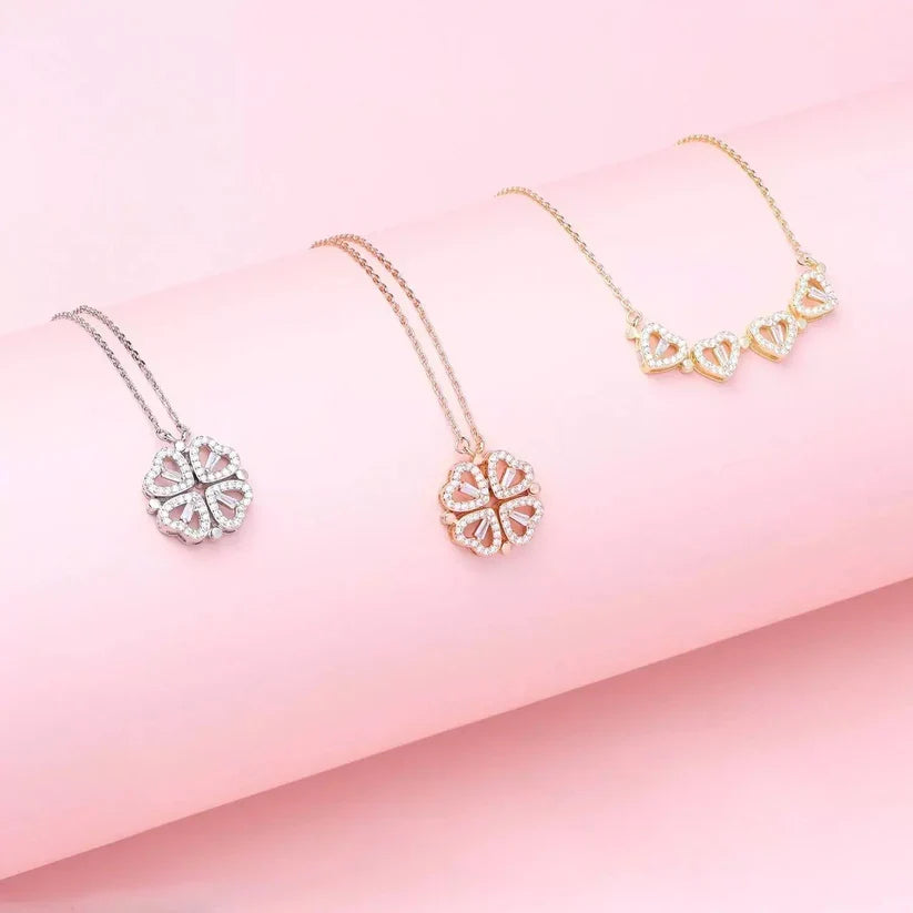 Clover Pendant Crystal Necklace with Gift Box